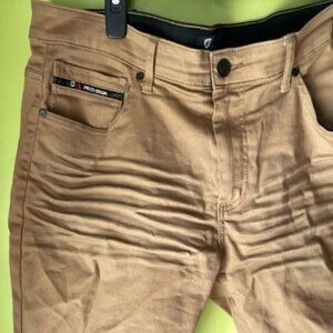Fried Denim Chino Shorts Mens Sz 38 Brown Gold Black Stretch 5 Pocket Rolled